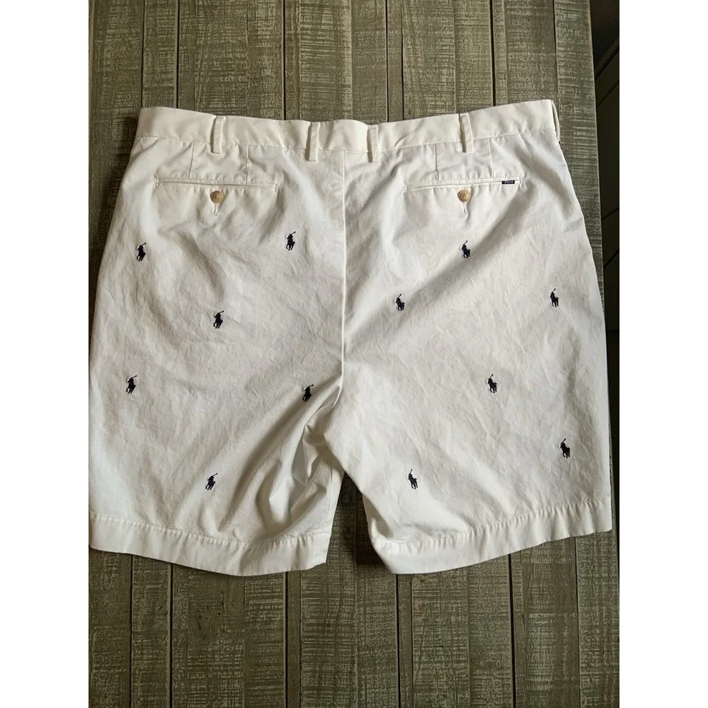 Polo Ralph Lauren White All Over Pony Shorts Size 42 Stretch Classic Fit 9